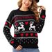 Women's Knit Sweater Fall Christmas Deer Pattern Loose Fit Round Neck Long Sleeve Pullover Top_ecoleips.com
