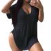 Spring And Summer Solid Color Sexy Large Size Solid Color V-neck Short-sleeved T-shirt_ecoleips.com