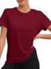 Women's Casual Solid Color T-Shirt round Neck Short Sleeve Spring Summer Fashion European American Style Top_ecoleips.com