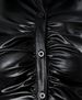 Women's Faux Leather Button Front Shirt With Ruched Lapel Collar Stylish And Comfortable Long Sleeve Top_ecoleips.com