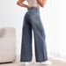 American Retro Wide-leg For Women, Washed, Drawstring, High-waisted, Loose, Drapey, Straight-leg Jeans_ecoleips.com