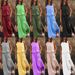 Women's Clothing Summer New Women's Round Neck Sleeveless Dress Slit Multi Color Solid Color Long Skirt_ecoleips.com