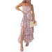 Women's Clothing sweet sexy suspender print belt slit dress female_ecoleips.com