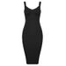 Women's Clothing Sexy Low Cut Hip Wrapped Waist Sleeveless Gold Stamped Bandage Dress Fashionable Hot Party Outfit_ecoleips.com
