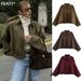 Aria Basics Cross-border Wholesale European American Women's Fashion Aviator Suede Jacket With Bat Sleeves And Zipper_ecoleips.com