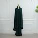Muslim Dress Women Elegant Solid-Color Abaya Set With Oversized Headscarf – Modest Muslim Dress Inspired By Dubai & Türkiye Fashion_ecoleips.com