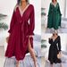 Women's Clothing Ins Style Real Shot Autumn And Winter Temperament V Neck Lace Waist Ruffled Long Skirt_ecoleips.com