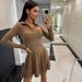 Aria Basics Aria Basics 2024 European And American Foreign Trade Autumn New Style Solid Color Waist-Cinching Long-Sleeve_ecoleips.com