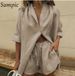 Women's Solid Color Casual Fashion Suit Single Breasted Shirt And Shorts Loose Fit In 6 Colors_ecoleips.com