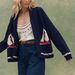 Vintage-Inspired Knit Cardigan – Oversized Fit, Art Deco Collar, Warm Acrylic Blend (S-XL, Navy/Beige)_ecoleips.com