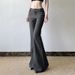 Low Rise Flared Trousers For Women Sexy Basic Casual Suit Pants Gray Fashion_ecoleips.com