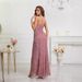 Women's Clothing Sequined Slim Fit Ball Gown Long Spaghetti Strap Party Dress Evening Dress_ecoleips.com