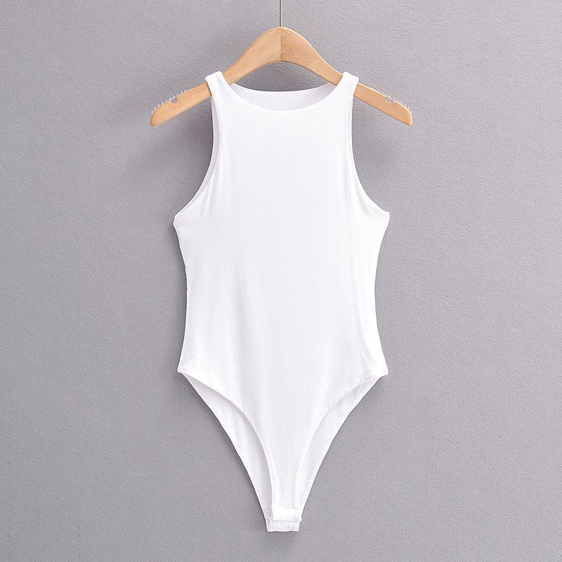 Women's Clothing Slim Round Neck Vest Jumpsuit Outer Wear Slim Sleeveless Suspenders Solid Color Bottoming Shirt Stretch Top_ecoleips.com