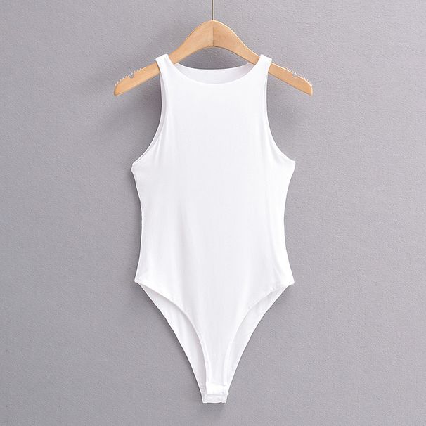 Women's Clothing Slim Round Neck Vest Jumpsuit Outer Wear Slim Sleeveless Suspenders Solid Color Bottoming Shirt Stretch Top_ecoleips.com