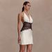 Women's Sexy Lace Panel Halter Deep V Backless Belted Bodycon Mini Dress – Elegant Party Gown_ecoleips.com