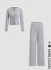 Stylish Knit Button-Up Long Sleeve Top & Wide Leg Pants Set - Comfortable Casual Outfit For Women (XS-XXL, Multiple Colors)_ecoleips.com