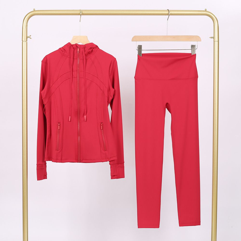 Women's Lightweight Hooded Jacket & Cropped Pants Set - Stretchy Nylon Spandex Activewear For Yoga, Running & Gym_ecoleips.com