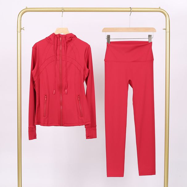 Women's Lightweight Hooded Jacket & Cropped Pants Set - Stretchy Nylon Spandex Activewear For Yoga, Running & Gym_ecoleips.com