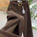 Melard Brown Fleece-Lined Thickened Wide-Leg Jeans For Women 2025 Autumn Winter High Waist Loose Slimming Straight Pants_ecoleips.com