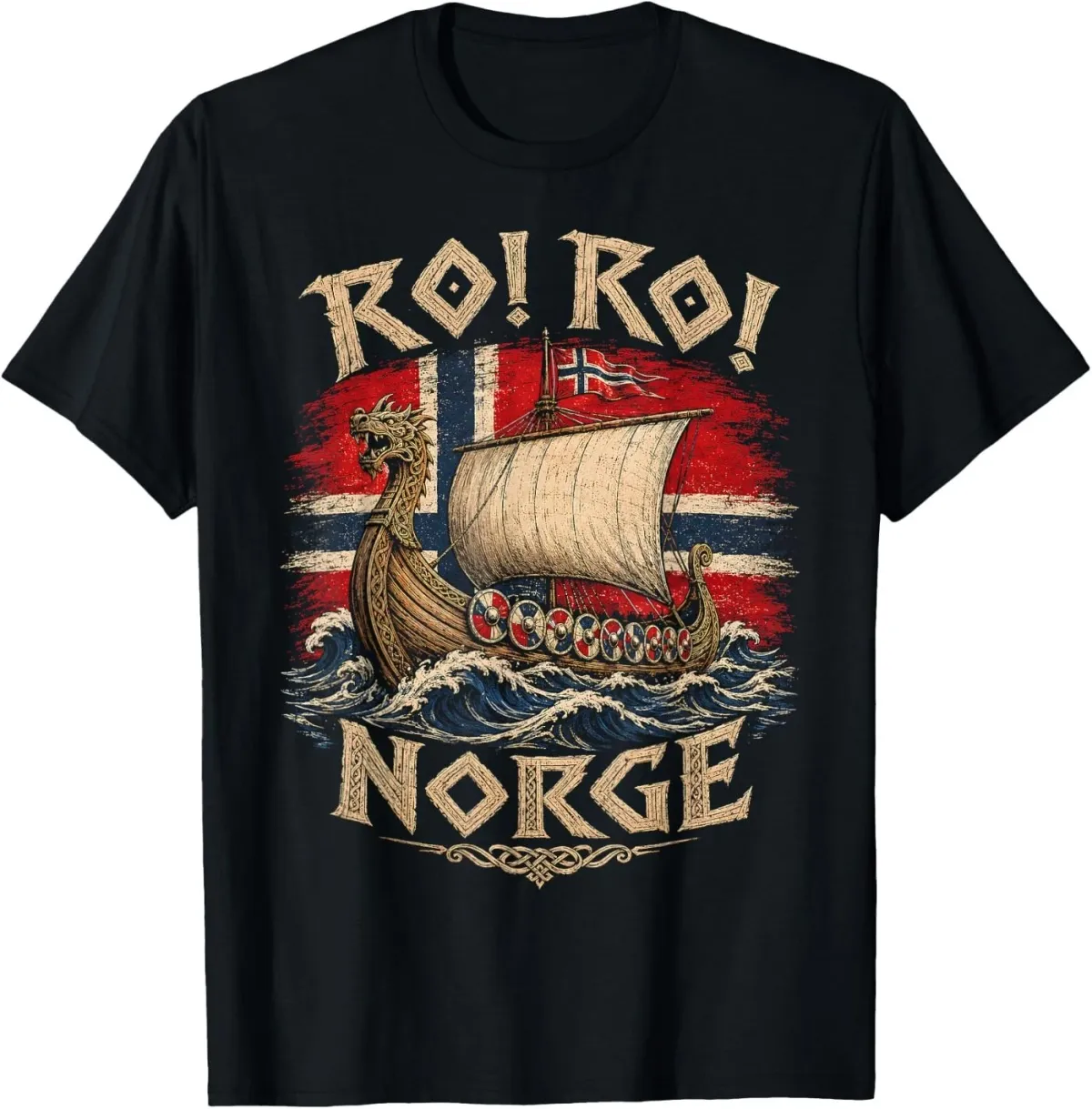 Women's T-Shirts Ro! Norge Viking Longship Norway Flag Scandinavian T-Shirt_ecoleips.com