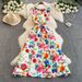 High-End Women's Sleeveless Dress European American Style Fashion Print round Neck Fitted Waist Pleated Full Skirt_ecoleips.com