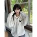 Neutral And Sophisticated American Retro Style Hooded Top, Printed Hoodie, Women's Jacket, Plus Size, Minimalist_ecoleips.com