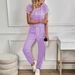 Women's Clothing Color Block Trim Casual Suit Simple Loose Fit Short Sleeved Set Spring Summer Autumn New_ecoleips.com