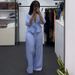 j5249 style casual suit, new embroidered letter double waistband high waisted cropped wide leg pants suit_ecoleips.com