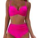 Women's Clothing Bikini Suit Women's Bikini High Waist Solid Color Print Gathered_ecoleips.com