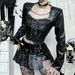 CF25256 Women's Detachable Chain Leather Jacket Dark Street Style Punk Halloween Theme Outerwear for Ladies_ecoleips.com