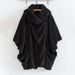 Women's Oversized Batwing Sleeve Coat – Fleece Lined Button Down Collar With Pockets, Streetwear Fashion Outerwear For Fall Winter_ecoleips.com