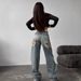 American Retro Hot Girl High Waist Straight Floor Length Trousers With Tattered Back Design Slim Jeans For Women In Four Seasons_ecoleips.com