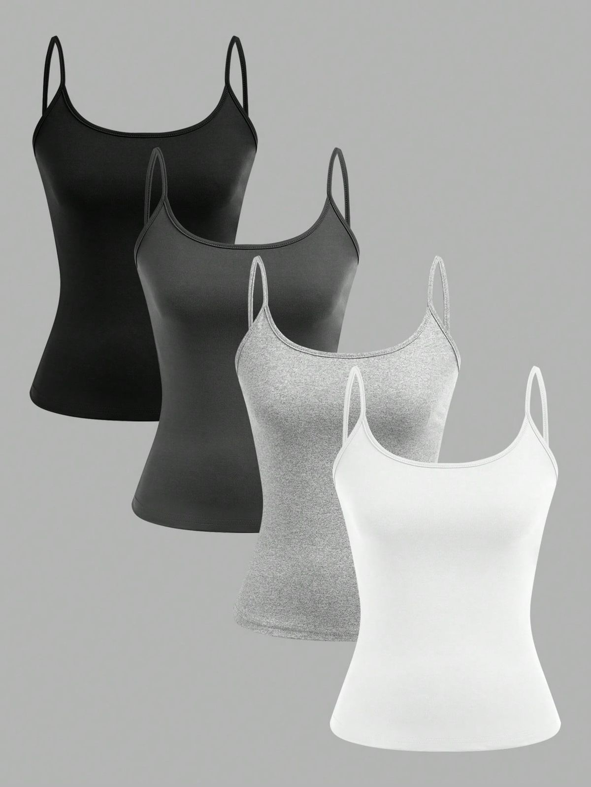 4 Pcs Women Solid Color Camisoles Vest Women Tank Tops Female Summer Sexy Strap Basic Tops Sleeveless Camisole T-shirt_ecoleips.com