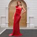 Enchanted Garden Evening Gown – One-Shoulder Sequin & Floral Appliqué Ball Groom With High Waist & Sweep Train For Debutante Balls, Gala Dinners_ecoleips.com