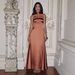 Women's Sexy Satin Strapless Sleeveless Tie Neck Maxi Dress – Elegant Evening Party Gown_ecoleips.com