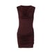 Women's Clothing 2026 Spring New Fashion Sexy V-Neck Slim Fit Ruched Bodycon Sleeveless Dress Wholesale_ecoleips.com