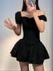 European And American Street Style French Short Sleeve Fishbone Waist Cincher Chest Pad Tube Off-Shoulder Slim Fit Vest_ecoleips.com