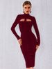 Women's Clothing Autumn And Winter Women's Tight Hollow Long Sleeved Dress Usually You Can Wear A High End Black Bandage Evening Dress_ecoleips.com