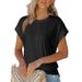 Women's Clothing Waist Stitching Round Neck Short Sleeved Casual T Shirt_ecoleips.com