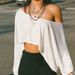 Relaxed Fit off Shoulder Long Sleeve Sweatshirt Casual Instagram Style Cropped Top Loose Fitting Slimming Effect American Hot Girl_ecoleips.com