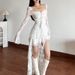 Women's High Waist Lace Patchwork Dress European American Style Solid Color Square Neck Long Sleeve Autumn Fashion 2024_ecoleips.com