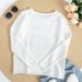 Women's Clothing Round Neck Long Sleeve Side Slit Letter Knitted Sweater Women's Casual Long Sleeve Top_ecoleips.com