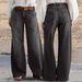 Women's Stretch mid Rise Wide Leg Jeans Casual Solid Color Straight Leg Denim for Spring/Autumn Summer Export to Europe And America_ecoleips.com