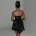 Women's Clothing Color Strapless Off shoulder Thin Shimmer Tight Waist Mesh Splicing Dress_ecoleips.com