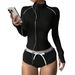 Women's Quick Drying Yoga Jacket Color Block Zip Up Sports Cardigan Long Sleeve Fitted Waist Short Jacket_ecoleips.com