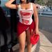 Women's Color Blocked Bodysuit Sexy Summer Fashion Print Two Piece Set with Scarf Regular Thickness_ecoleips.com