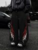 Women's High-Waisted Wide-Leg Trousers Adjustable Drawstring Casual Lightweight Y2K Printed With Pockets_ecoleips.com