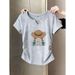 Women's Cotton V-Neck Short Sleeve T-Shirt – Khaki Casual T-Shirt With Waist Pleats & Tailored Fit_ecoleips.com