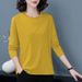 Long-Sleeved T-Shirt For Women, Loose In Autumn, Mom's Spring And Autumn Style, Belt-Covering Base Layer, Button-Up Top_ecoleips.com