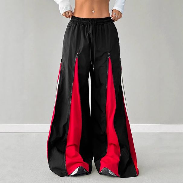 Women's Clothing Unisex Retro Flare Pants With Zip Details - 90s Hip-Hop Streetwear Joggers, High-Waisted Wide Leg Trousers For Men & Women_ecoleips.com